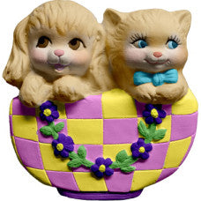 Dog and Cat in Basket Plaque